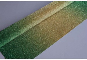 Гофр. бумага металл-переход 801/2 зелено-золотая, рулон