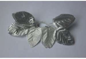 Искусственная зелень Листья роз серебро, 6 листьев, шт