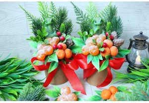 Мыло ручной работы  Мини-букет Новогодний подарок с мандаринками 120г, шт
