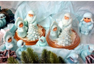 Мыло ручной работы Дед Мороз и Снегурочка под куполом 130г, шт